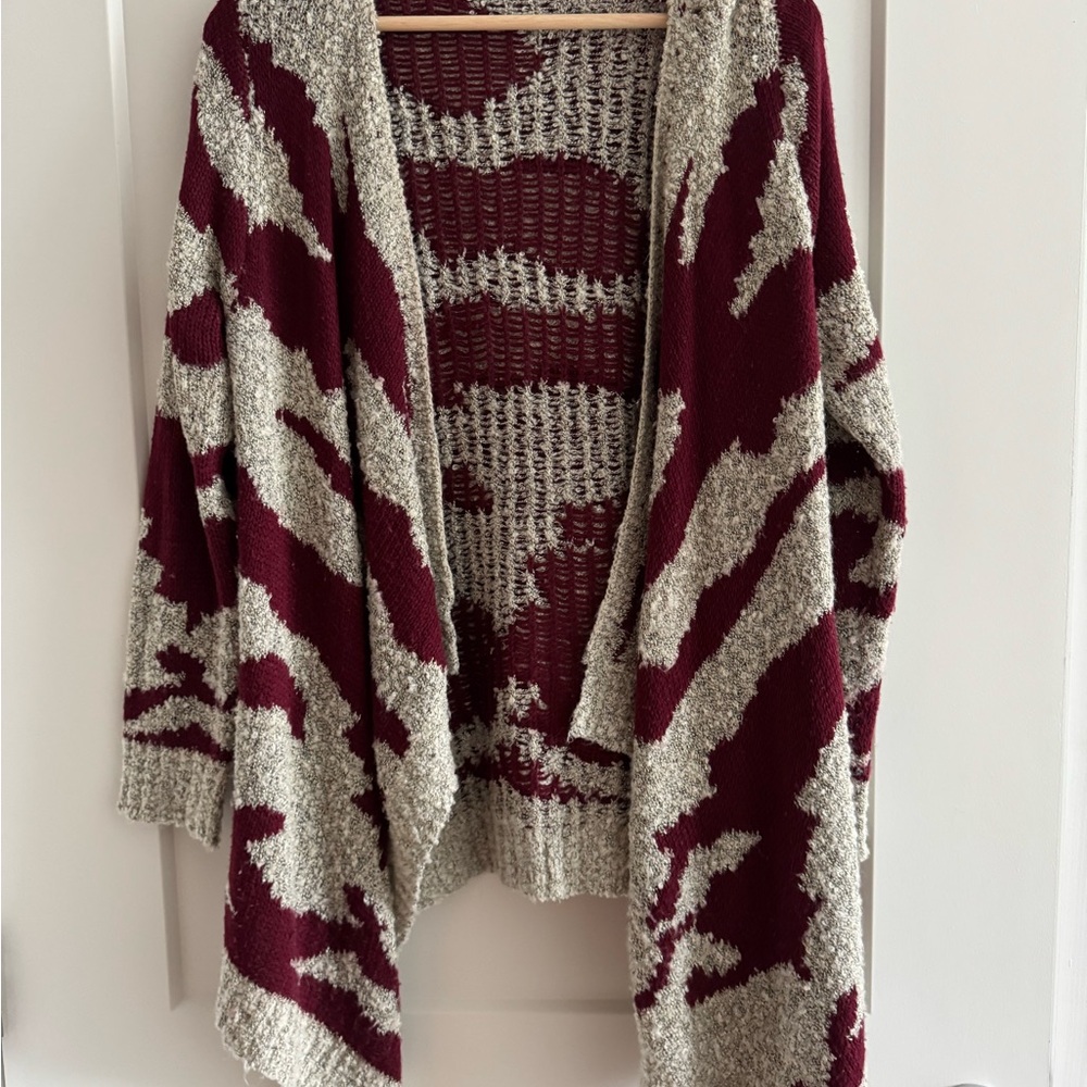 Cozy Burgundy and Gray Women's Sweater
